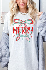 5000P-E3197 Merry Christmas Bow Graphic Plus Heavy Cotton Tee $12.75