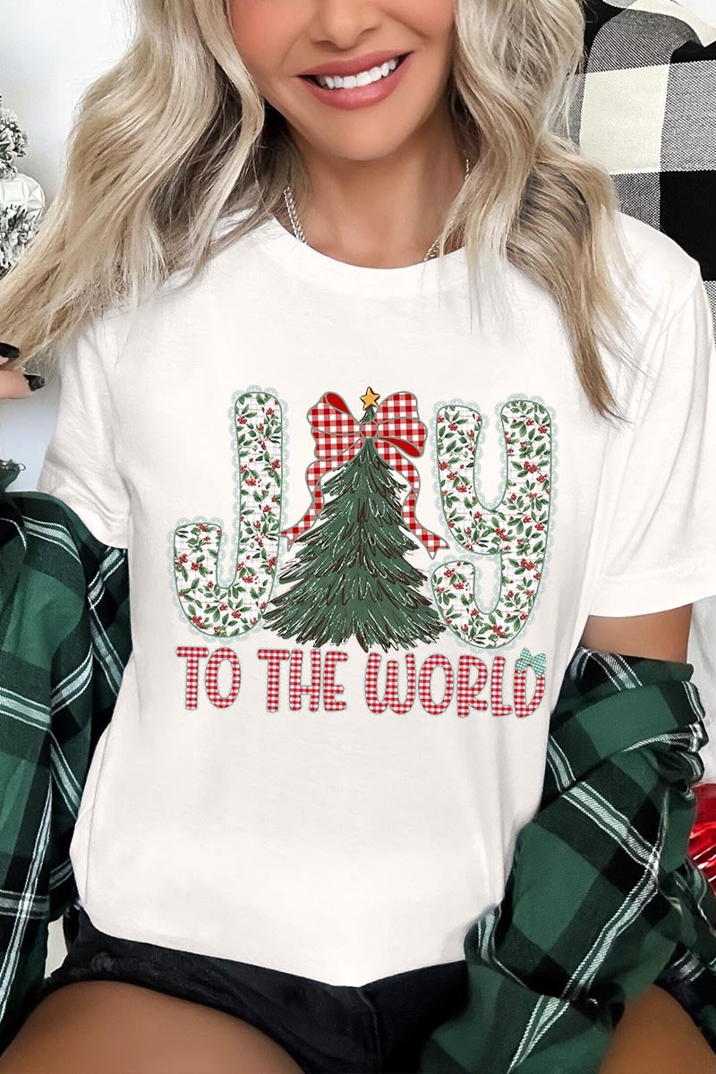 US3001P-E3213 Joy to the World Graphic Plus Tee $16