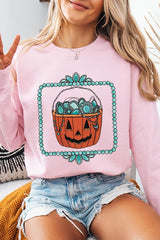 UL180-E3140 Halloween turquoise pumpkin Graphic Sweatshirt $20