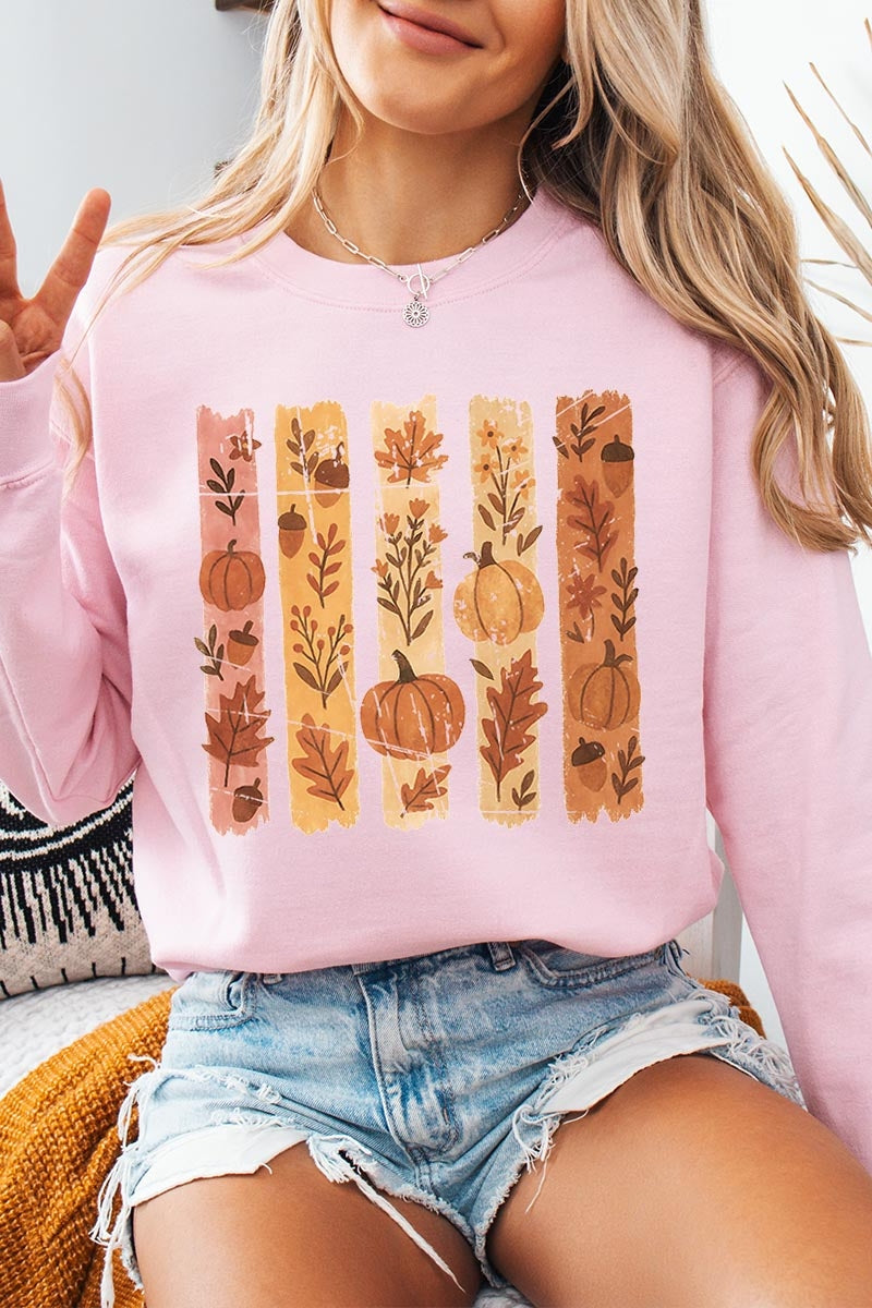 UL180-E3110 Brushstroke Boho Fall Graphic Sweatshirt $20