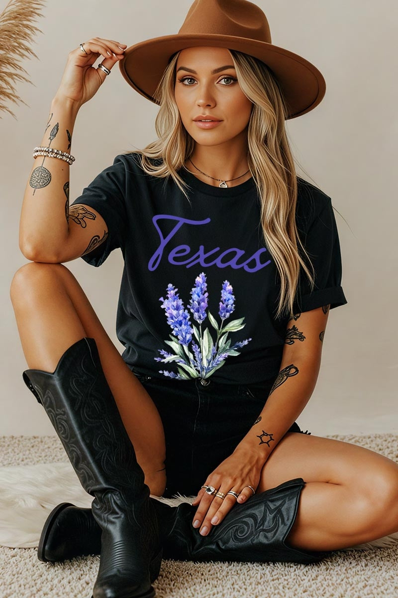 5000-E3060 Texas Bluebonnet Graphic Heavy Cotton Tee $9