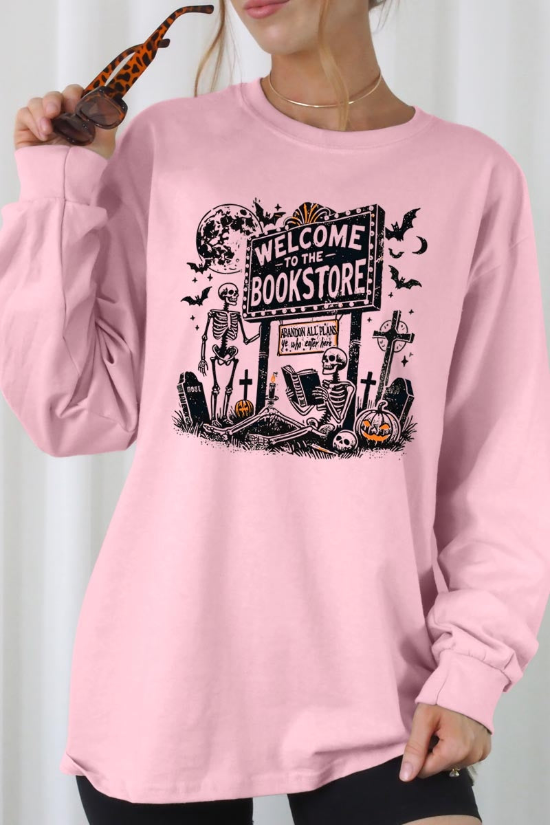 UL240-E3122 Bookstore Halloween Graphic Long Sleeve Tee $13.75