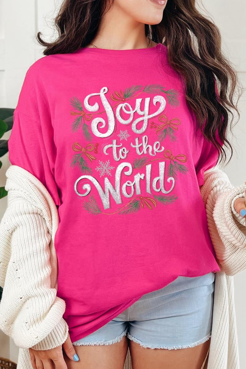 5000-E3221 Joy to the World Christmas Graphic Heavy Cotton Tee $9