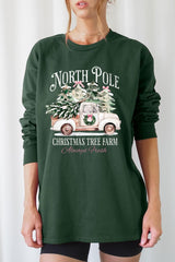 UL240P-E3174 North Pole Christmas Graphic Plus Long Sleeve Tee $17