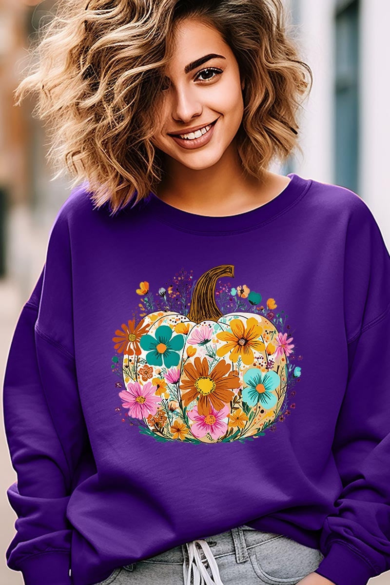 UL180P-E3118 Floral Pumpkin Graphic Plus Sweatshirt $25