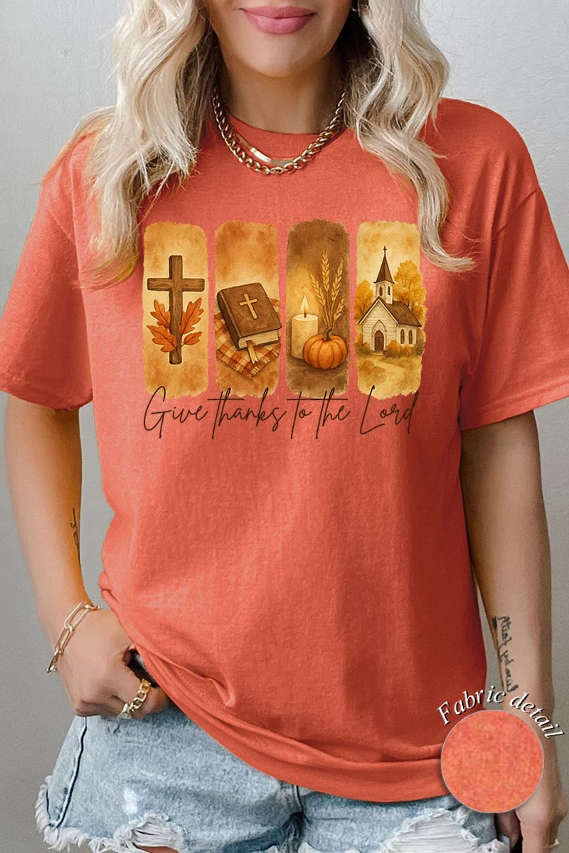 5000P-E3169 Give Thanks To The Lord Graphic Plus Heavy Cotton Tee $12.75