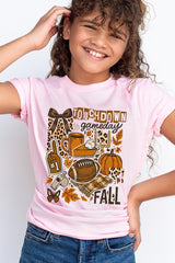 US3001Y-E3134Z Fall Football Collage Kids Graphic Tee $11