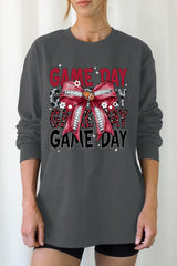 UL240P-E3093 Red Silver Football Bow Plus Long Sleeve Tee $17