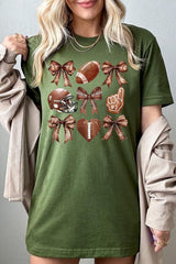 US3001P-E3054 Cute Football and Bow Graphic Plus Tee $16