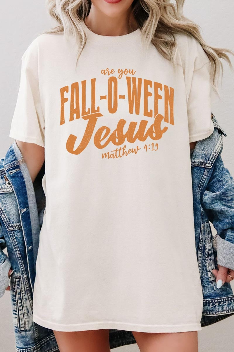 5000P-E3143 Are You Fall O Ween Jesus Plus Heavy Cotton Tee $12.75
