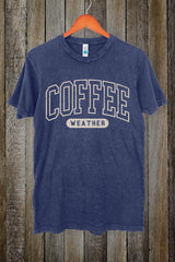 LS002-E3207 Coffee Weather Graphic Vintage Tee $15.5