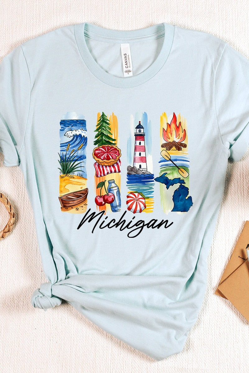 US3001P-E3061MI Michigan State Brushstroke Graphic Plus Tee $16