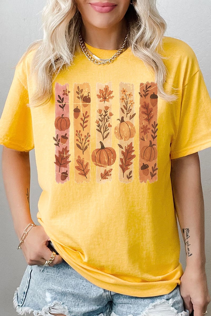 5000-E3110 Brushstroke Boho Fall Graphic Heavy Cotton Tee $9