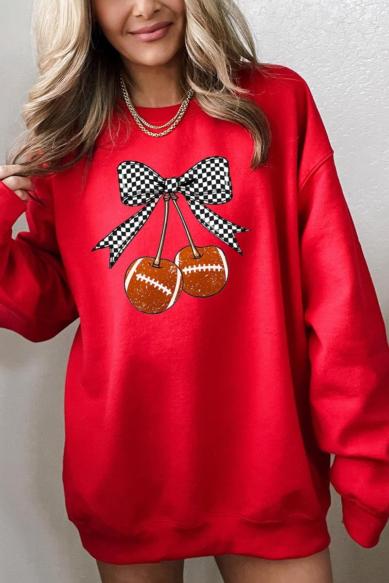 UL180P-E3055 Football Cherries Graphic Plus Sweatshirt $25