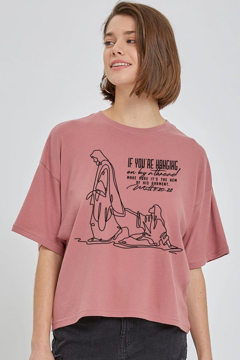 CTS-E3075 If Youu2019re Hanging On Graphic Relaxed Crop Top $11