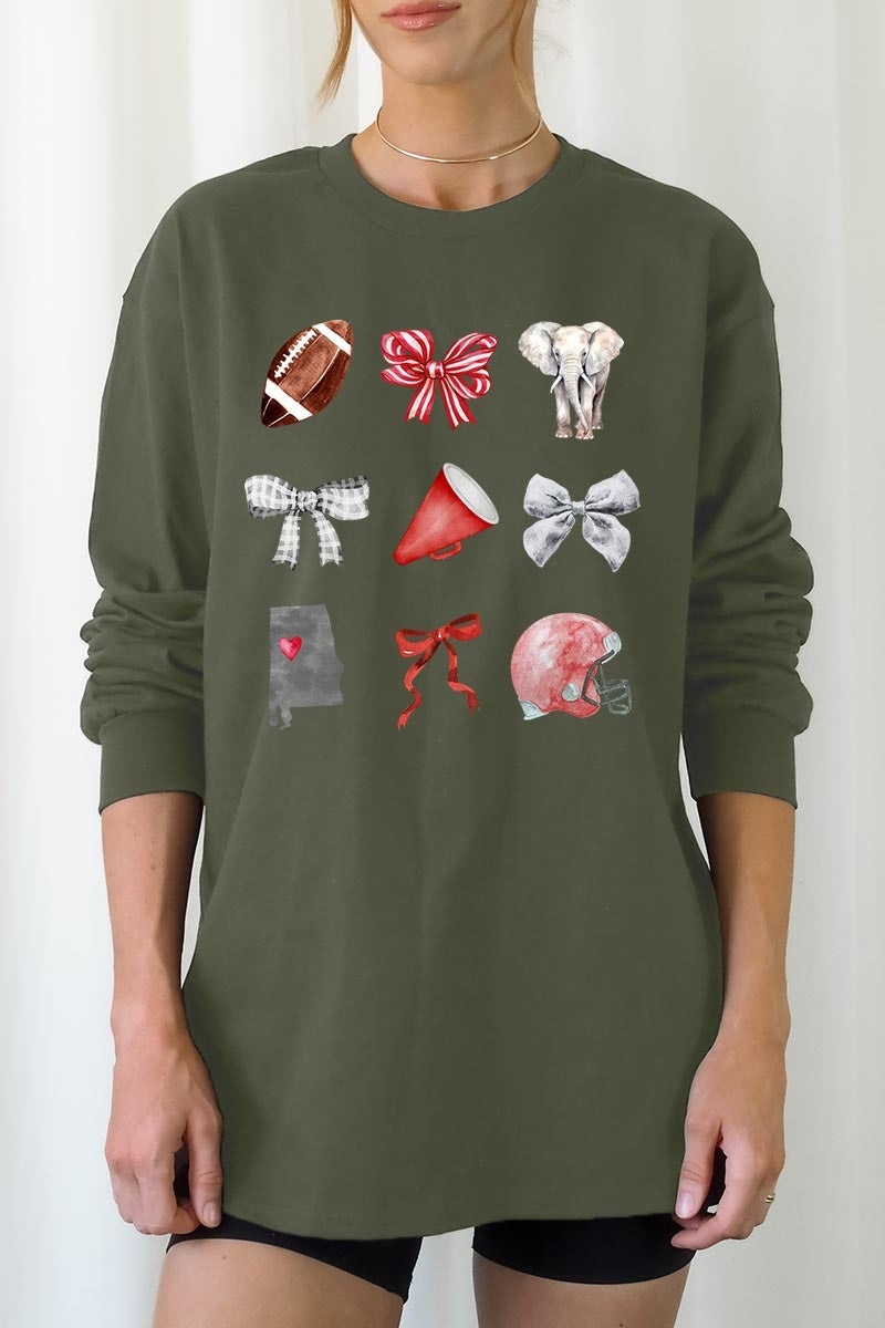 UL240-E3076 Alabama Football Graphic Long Sleeve Tee $13.75