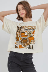 CTS-E3134 Fall Football Collage Graphic Relaxed Crop Top $11