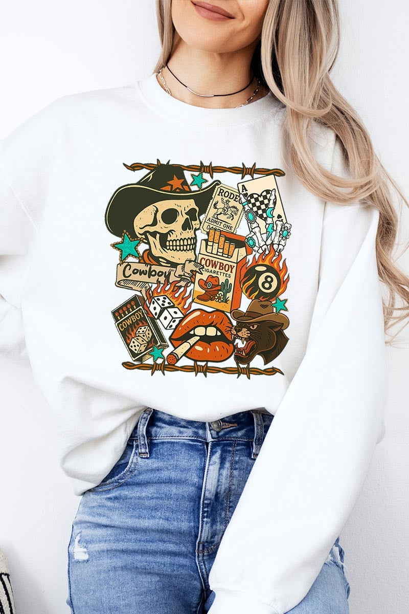 UL180-E3096 Vintage Western Collage Graphic Sweatshirt $20