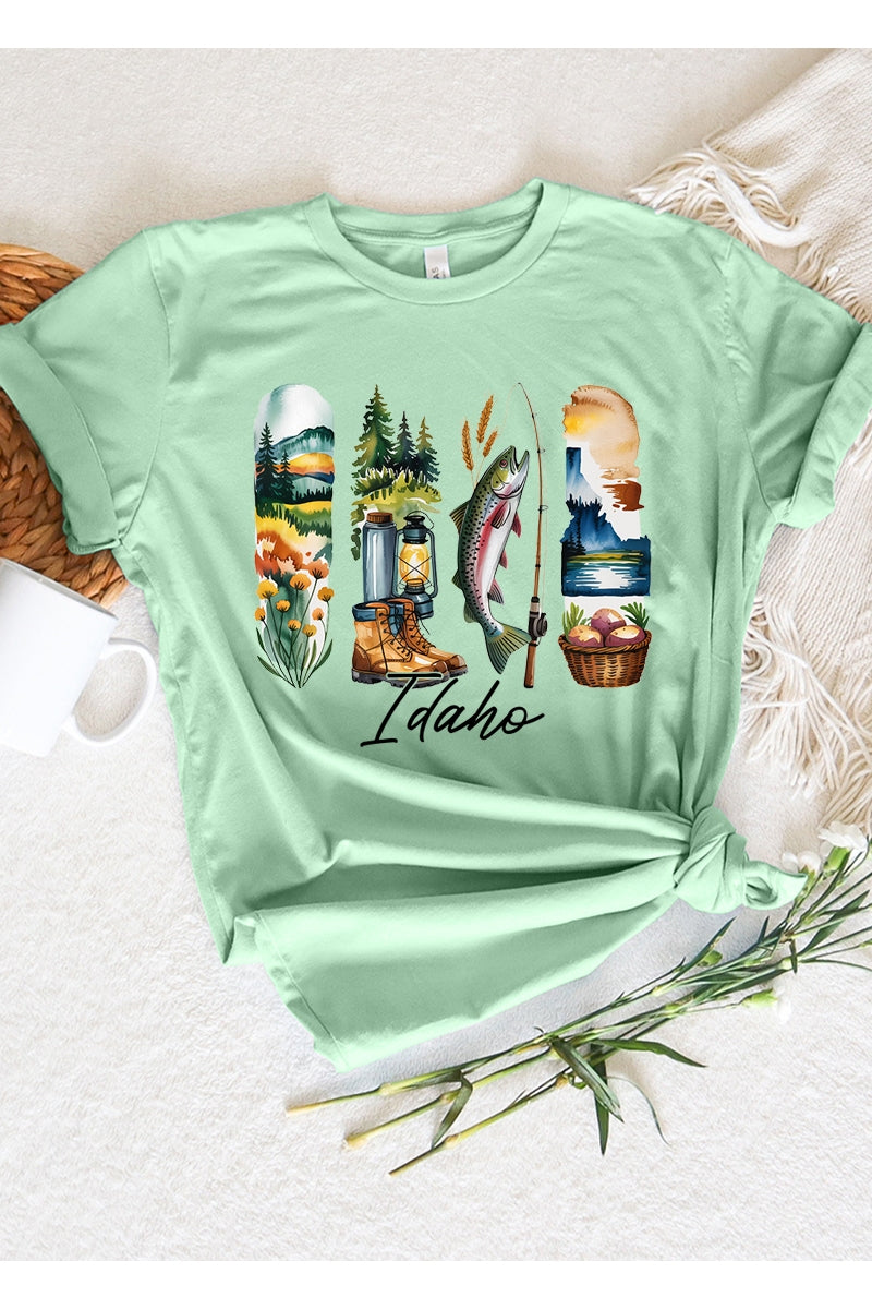 US3001-E3061ID Idaho State Brushstroke Graphic Tee $12.5