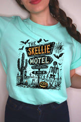 US3001-E3108 Skellie Motel Halloween Graphic Tee $12.5