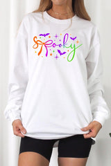 UL240-E3109 Spooky Halloween Graphic Long Sleeve Tee $13.75
