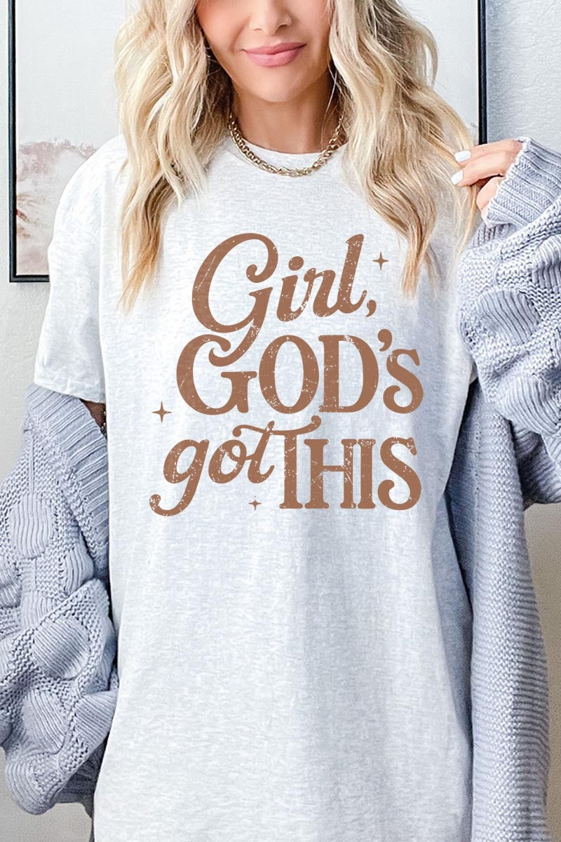 5000P-E3102 Girl, Godu2019s Got This Graphic Plus Heavy Cotton Tee $12.75