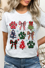 US3001P-E3195 Christmas Bow Paw Graphic Plus Tee $16