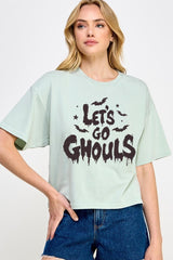 CTS-E3159 Letu2019s Go Ghouls Graphic Relaxed Crop Top $11