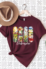 US3001-E3061NE Nebraska State Brushstroke Graphic Tee $12.5