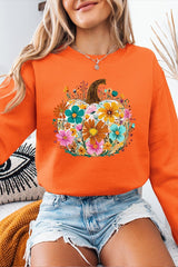 UL180-E3118 Floral Pumpkin Graphic Sweatshirt $20