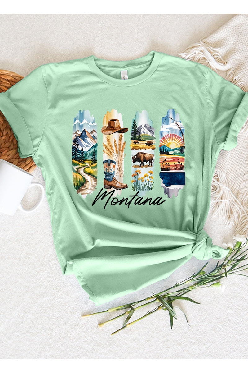 US3001P-E3061MT Montana State Brushstroke Graphic Plus Tee $16