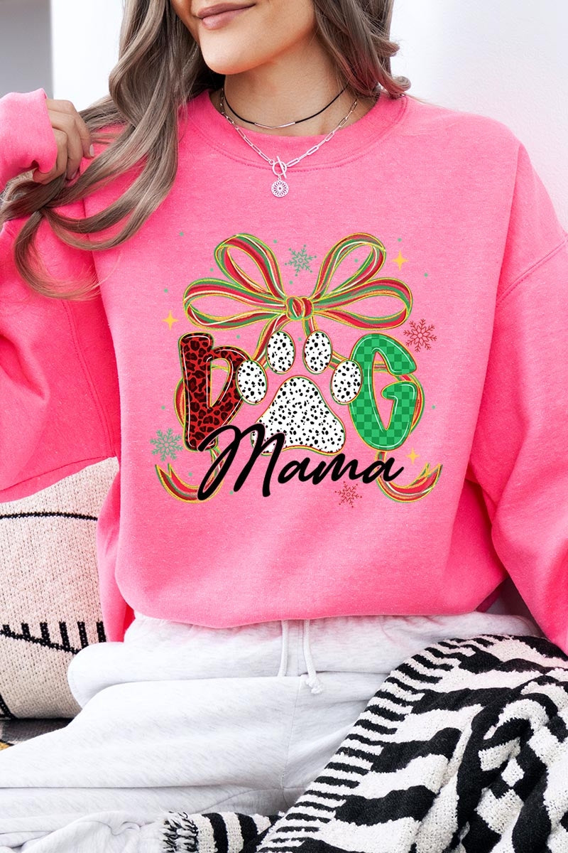 UL180P-E3194 Dog Mama Christmas Paw Graphic Plus Sweatshirt $25