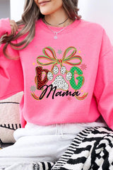 UL180P-E3194 Dog Mama Christmas Paw Graphic Plus Sweatshirt $25