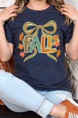 US3001-E3121 Fall Brushstroke Bow Graphic Tee $12.5