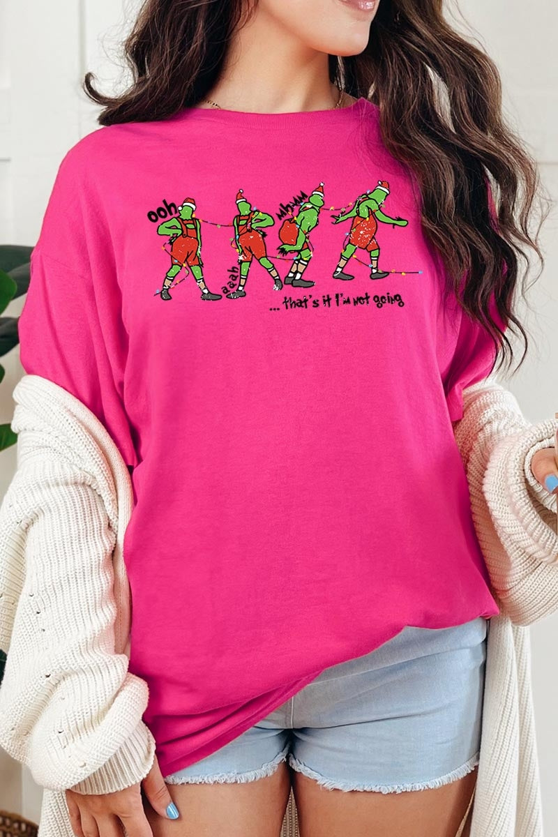 5000P-E3203 Grinch Dance Funny Christmas Graphic Plus Heavy Cotton Tee $12.75