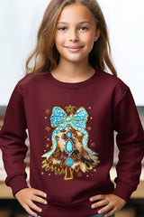 UL180B-E3184Z Turquoise Christmas Tree Kids Graphic Sweatshirt $20