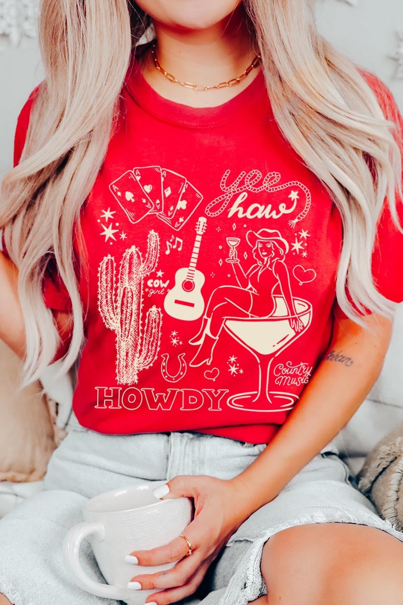 US3001P-E3097 Cowgirl Country Music Graphic Plus Tee $16