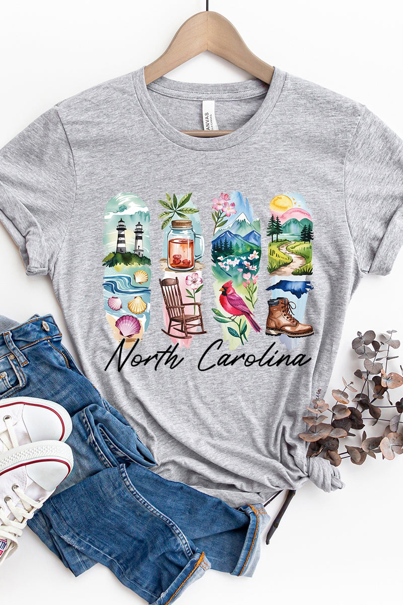 US3001P-E3061NC North Carolina State Brushstroke Graphic Plus Tee $16