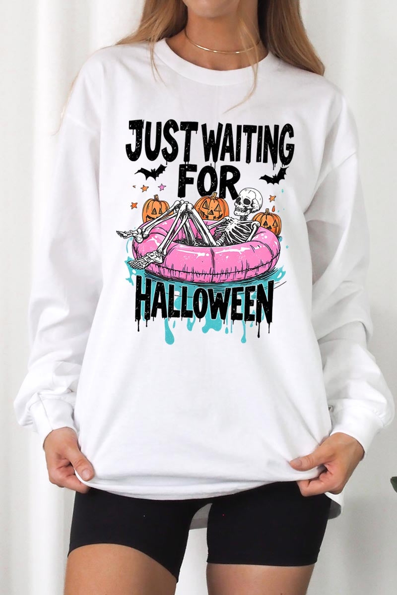 UL240P-E3138 Just Waiting For Halloween Plus Long Sleeve Tee $17