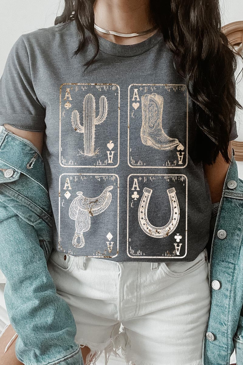 US3001P-E3094 Western Cowgirl Card Graphic Plus Tee $16