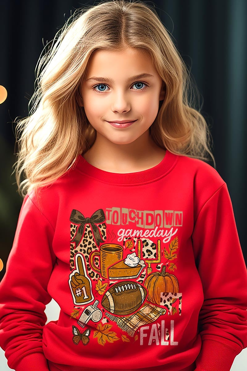 UL180B-E3134Z Fall Football Collage Kids Graphic Sweatshirt $20