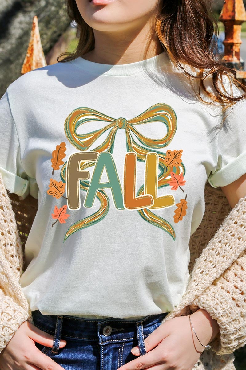 US3001P-E3121 Fall Brushstroke Bow Graphic Plus Tee $16