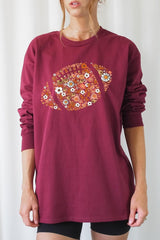 UL240-E3133 Floral Football Graphic Long Sleeve Tee $13.75