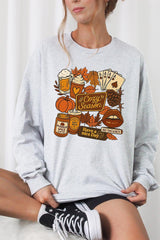 UL240P-E3119 Retro Fall Collage Graphic Plus Long Sleeve Tee $17
