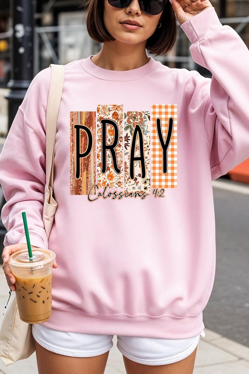UL180-E3166 Pray Fall Christian Graphic Sweatshirt $20