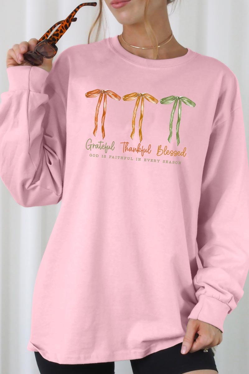 UL240P-E3111 Grateful Thankful Blessed Plus Long Sleeve Tee $17