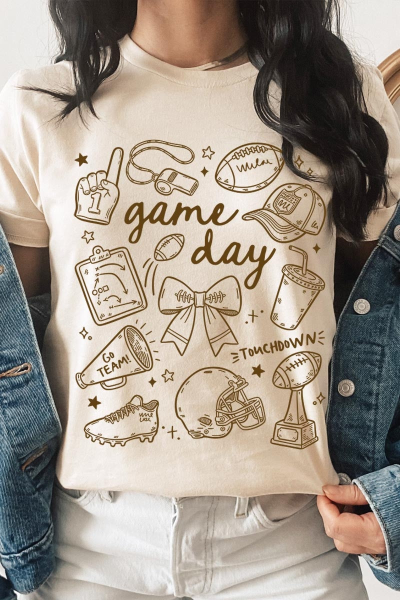 US3001P-E3081 Football Doodles Graphic Plus Tee $16