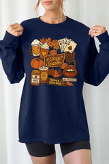 UL240-E3119 Retro Fall Collage Graphic Long Sleeve Tee $13.75