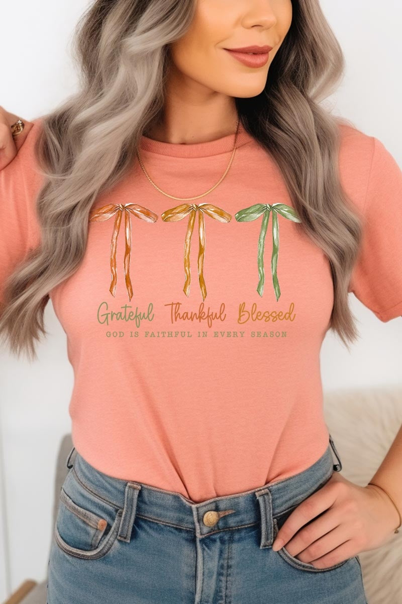 US3001-E3111 Grateful Thankful Blessed Graphic Tee $12.5