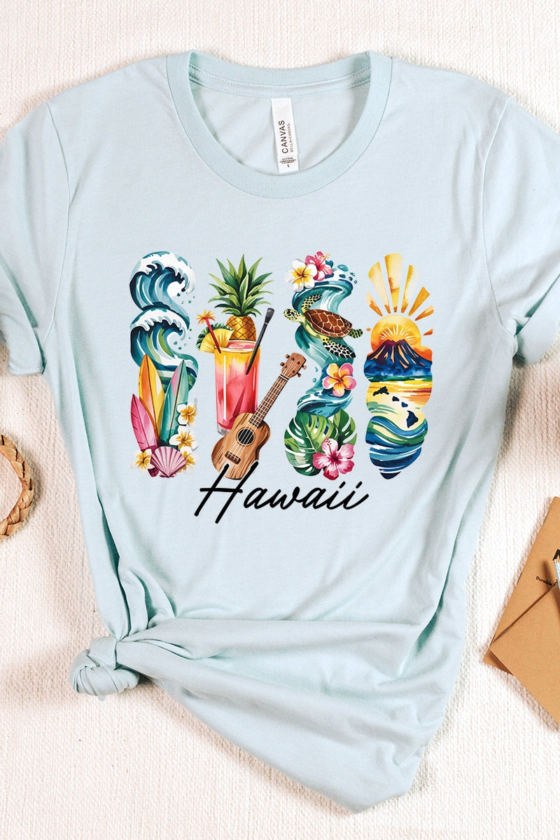 US3001P-E3061HI Hawaii State Brushstroke Graphic Plus Tee $16